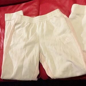 Kids White and Light Pink Jogger Sweatpants